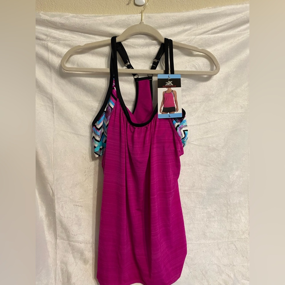 ZeroXposur Pink and Black Bikini Top